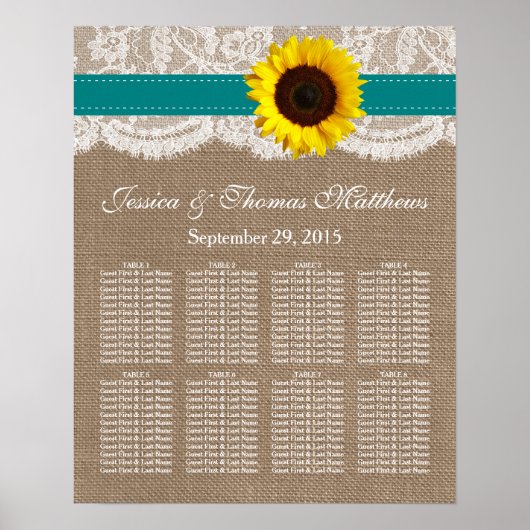 ザス素朴フラワー結婚ズコレクション – ティール(緑がかった色) ポスター (正面)