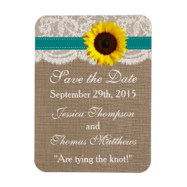 ザス素朴フラワー結婚ズコレクション – ティール（緑がかった色） マグネット