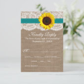 ザス素朴フラワー結婚ズコレクション – ティール(緑がかった色) 出欠カード (スタンド正面)