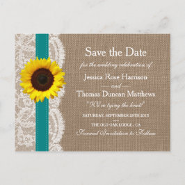 ザス素朴フラワー結婚ズコレクション – ティール（緑がかった色） 案内ポストカード