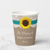 ザス素朴フラワー結婚ズコレクション – ティール（緑がかった色） 紙コップ (裏面)