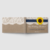 ザス素朴フラワー結婚ズコレクション – ネイビー ゲストブック (全面)