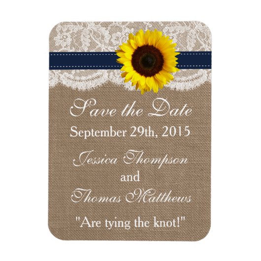 ザス素朴フラワー結婚ズコレクション – ネイビー マグネット (縦)