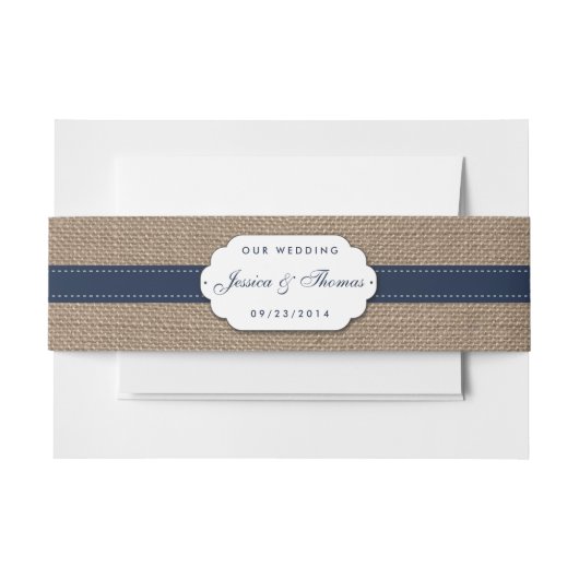 ザス素朴フラワー結婚ズコレクション – ネイビー 招待状ベリーバンド (正面例)