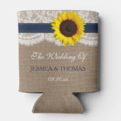 ザス素朴フラワー結婚ズコレクション – ネイビー 缶クーラー (裏面)