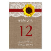 ザス素朴フラワー結婚ズコレクション – 赤 テーブルナンバー (裏面)