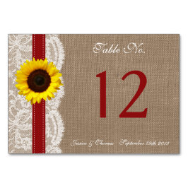 ザス素朴フラワー結婚ズコレクション – 赤 テーブルナンバー