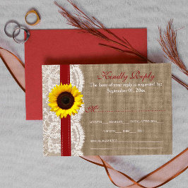 ザス素朴フラワー結婚ズコレクション – 赤 出欠カード