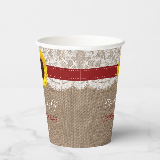 ザス素朴フラワー結婚ズコレクション – 赤 紙コップ (右)