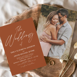 ザズオブ結婚テラコッタモダンタイポグラフィ 招待状