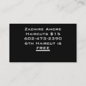 ザズミールの理容師ショップカード 名刺 (裏面)