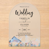 ザズルアクリルの結婚式が山の冬を誘う アクリル招待状 (正面)