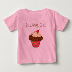 "ザズルデザイン賞"誕生日カップケーキTシャツ ベビーTシャツ