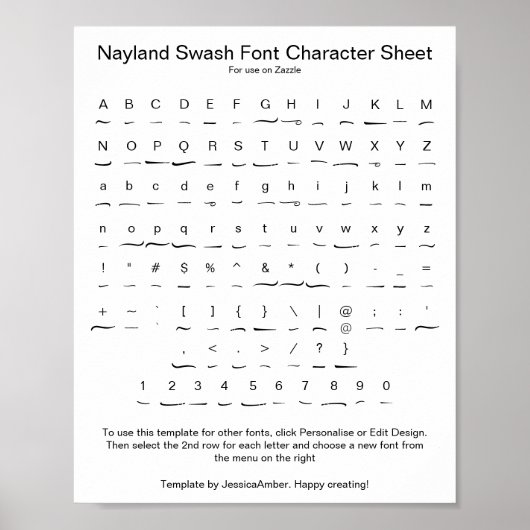 ザズル用ナイランドスワッシュフォントキャラクターシート ポスター (正面)