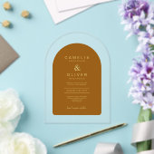 ザズル アクリル ウェディング テラコッタ ゴールド テキスト アーチ アクリル招待状 (インサイチュ (ウェディング))