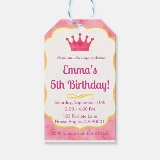 ザズレメイド王室の子供の誕生日招待状カード ギフトタグ (正面)