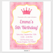 ザズレメイド王室の子供の誕生日招待状カード シール (シート)