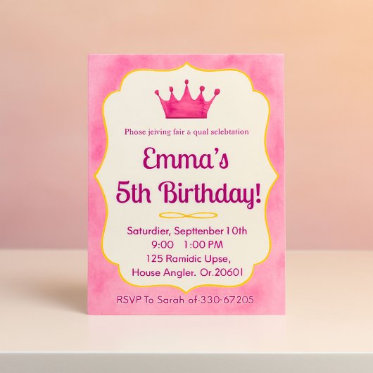 ザズレメイド王室の子供の誕生日招待状カード 招待状