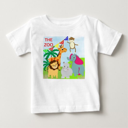 ザズーキュート動物テーマ ベビーTシャツ (正面)