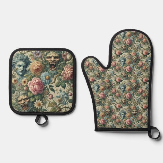 ザセルリアンミューズ – ゴシックビクトリアン様式 鍋つかみ&鍋敷きセット (正面)