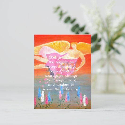 ザセレニティ祈りの言葉ウィズフォークアートエンジェル絵画ズ ポストカード (スタンド正面)