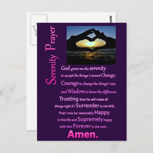 ザセレニティ祈りの言葉シルエットハンド ポストカード (正面/裏面)