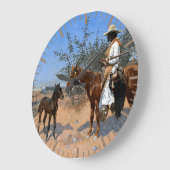 ザセンチネルフレデリックレミントン1889カウボーイテーマ ラージ壁時計 (傾斜)