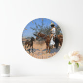 ザセンチネルフレデリックレミントン1889カウボーイテーマ ラージ壁時計 (ホーム)