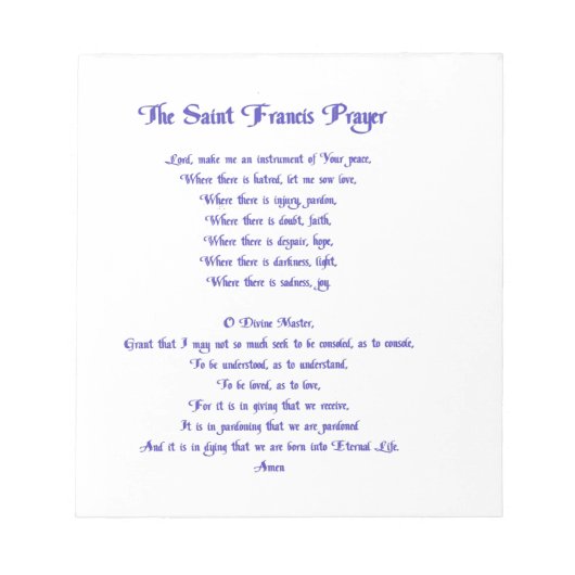ザセントフランシス祈りの言葉 ノートパッド (正面)