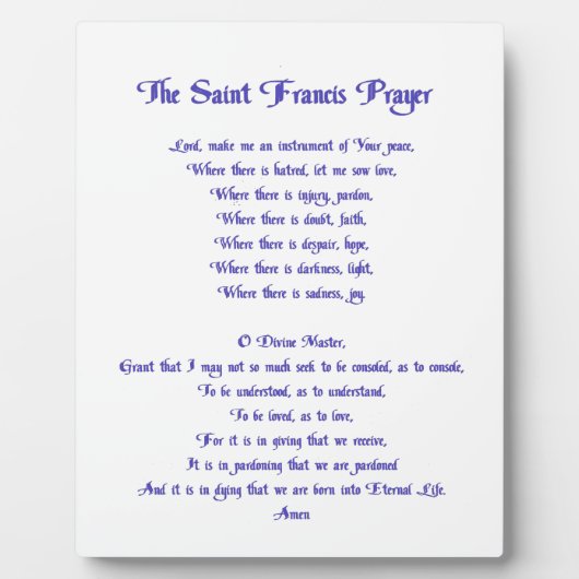 ザセントフランシス祈りの言葉 フォトプラーク (正面)
