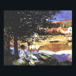 ザセーヌアットベヌコート – Claude Monet - c1900 ポスター<br><div class="desc">クロード・モネの「At the Seine at Bennecourt」というタイトルのアート作品の複製素晴らしで、あなたのスタイルと洗練を見せなさい。男が木の下に座り、川に舟を漕ぎ、反対側の岸に建物がある風景。</div>
