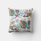 ザゼブラ不機嫌サイエンティストプリント クッション (正面)