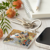 ザゼンキャット | ヴィンテージ日本の浮世絵 キーホルダー (正面右)