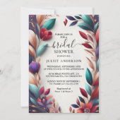 ザソフトティール(緑がかった色)秋はっきりしたジュエルトーンブライダルシャワー 招待状 (正面)