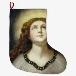 ザソ賛美ル（天使のような若い宗教的女性） ラージクリスマスストッキング