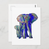 ザゾウ救ズ美術動物愛好家マとベビー ポストカード (正面/裏面)