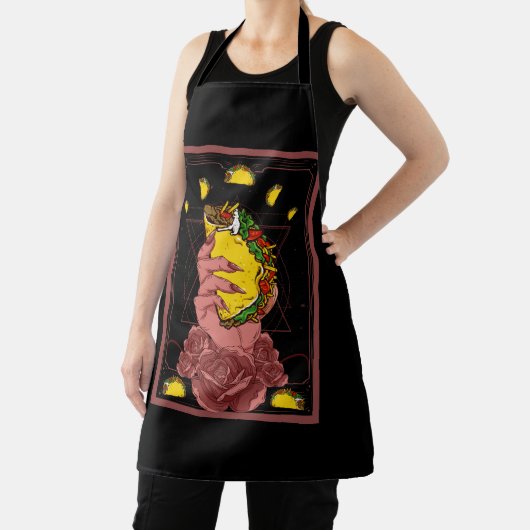 ザタコタロットカードタコおもしろい恋人タコス・メキシコ エプロン (インサイチュ)