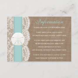 ザターコイズサンドドルビーチ結婚式コレクション エンクロージャーカード