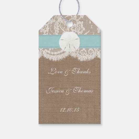 ザターコイズサンドドルビーチ結婚式コレクション ギフトタグ (正面)