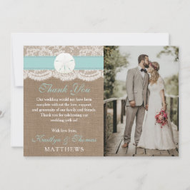 ザターコイズサンドドルビーチ結婚式コレクション サンキューカード