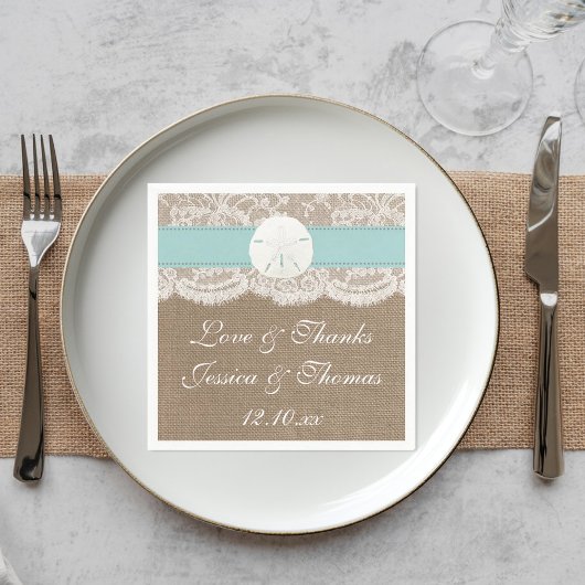 ザターコイズサンドドルビーチ結婚式コレクション スタンダードカクテルナプキン