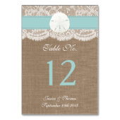 ザターコイズサンドドルビーチ結婚式コレクション テーブルナンバー (裏面)