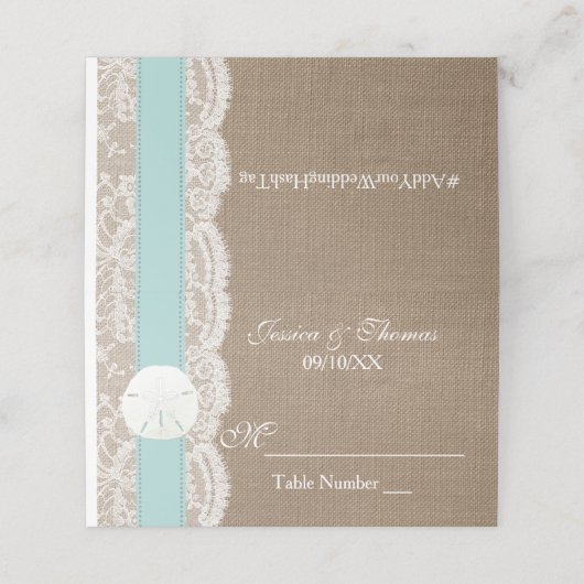 ザターコイズサンドドルビーチ結婚式コレクション プレイスカード (外部開封)