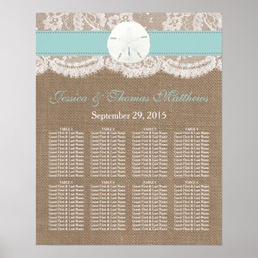 ザターコイズサンドドルビーチ結婚式コレクション ポスター (正面)