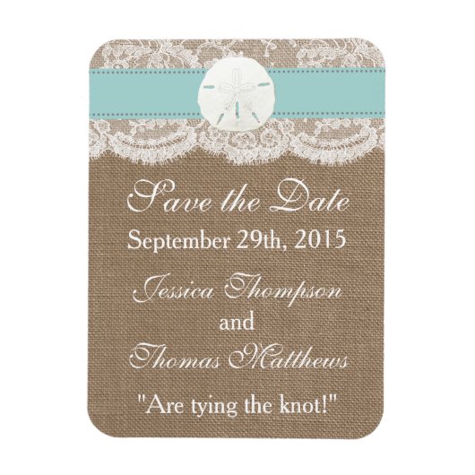 ザターコイズサンドドルビーチ結婚式コレクション マグネット (縦)