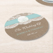 ザターコイズサンドドルビーチ結婚式コレクション ラウンドペーパーコースター (アングル)