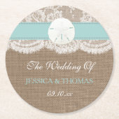 ザターコイズサンドドルビーチ結婚式コレクション ラウンドペーパーコースター (正面)