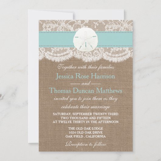 ザターコイズサンドドルビーチ結婚式コレクション 招待状 (正面)