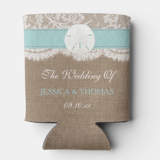 ザターコイズサンドドルビーチ結婚式コレクション 缶クーラー (裏面)