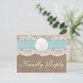 ザターコイズサンドド結婚ルズコレクションRSVP インビテーションポストカード (スタンド正面)
